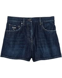 Prada - Denim Mid-Rise Shorts - Lyst