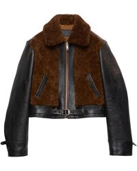 Prada - Leather-Shearling Jacket - Lyst