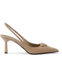Prada - Suede Slingback Pumps 75 - Lyst