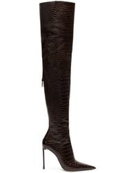 Tom Ford - Croc-Embossed Leather Over-The-Knee Boots 105 - Lyst