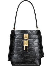 Givenchy - Croc-Embossed Leather Shark Lock Bucket Bag - Lyst