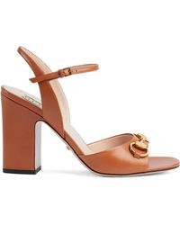 Gucci - Leather Horsebit Heeled Sandals - Lyst
