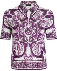 Dolce & Gabbana - Silk Majolica Print Polo Shirt - Lyst