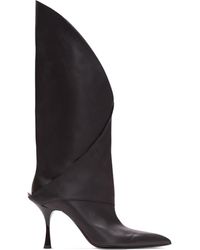 Balmain - Leather Twist Heel Boots 95 - Lyst