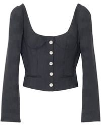 McQueen - Wool-Mohair Pinstripe Top - Lyst