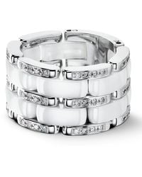 Chanel - Large White Gold, Diamond And Ceramic Flexible Ultra Ring - Lyst