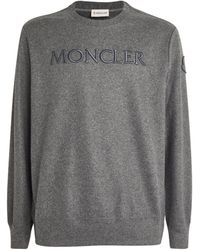Moncler - Virgin Wool-blend Logo Print Sweater - Lyst