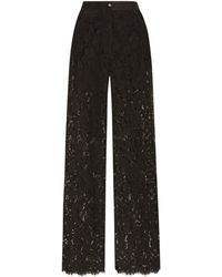 Dolce & Gabbana - Lace Wide-Leg Trousers - Lyst
