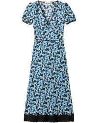Miu Miu - Silk Crepe De Chine Midi Dress - Lyst