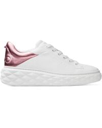 Jimmy Choo - V/ Sherbet Diamond Maxi Brand-Embellished Leather Low-Top Trainers - Lyst