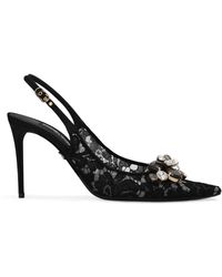 Dolce & Gabbana - Lace Embellished Slingback Pumps 90 - Lyst