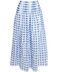 Sandro - Linen-Blend Gingham Maxi Skirt - Lyst