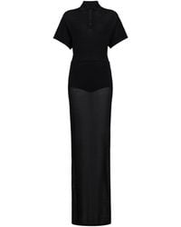 Alaïa - Wool Knit Polo Dress - Lyst