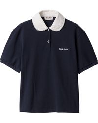 Miu Miu - Cotton Embroidered Polo Shirt - Lyst