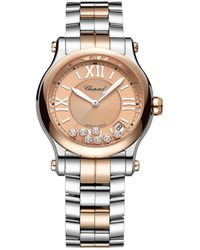 Chopard - Rose Gold, Stainless Steel And Diamond Happy Sport Automatic Watch 36mm - Lyst