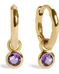 Monica Vinader - Vermeil And Amethyst February Birthstone Huggie Earrings - Lyst