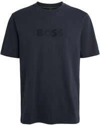 BOSS - Cotton Textured Logo T-Shirt - Lyst