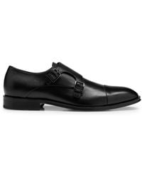BOSS - Leather Derek Monkstrap Shoes - Lyst