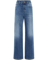 Brunello Cucinelli - Comfort Cotton Wide-Leg Jeans - Lyst