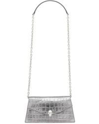 McQueen - Mini Croc-Embossed Metallic Leather Skull Shoulder Bag - Lyst