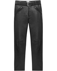 Saint Laurent - Leather Belted Trousers - Lyst