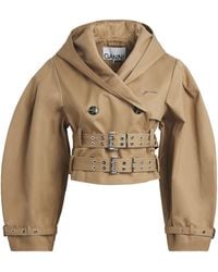 Ganni - Organic Cotton Cropped Trench Jacket - Lyst