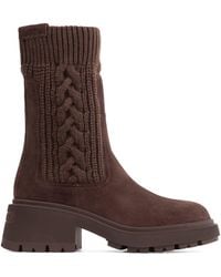 Jimmy Choo - Tamia 70 Suede Cable-Knit Boots - Lyst