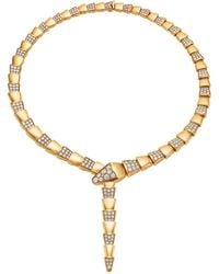 BVLGARI - Yellow Gold And Diamond Serpenti Scaglie Necklace - Lyst