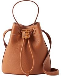 Burberry - Mini Leather Tb Bucket Bag - Lyst