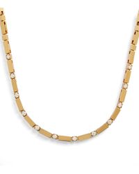 Azlee - Yellow Gold And Diamond Bar Tennis Necklace - Lyst