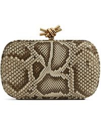 Bottega Veneta - Snakeskin Knot Clutch Bag - Lyst