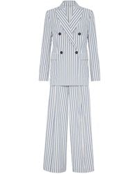Brunello Cucinelli - Cotton-linen Striped 2-piece Suit - Lyst