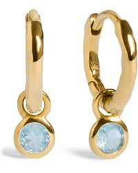 Monica Vinader - Vermeil And Aquamarine March Birthstone Huggie Earrings - Lyst
