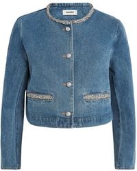 【海外限定】Sandroデニムジャケット☆Embellished denim jacket Sandro Paloma Embellished Faded Denim Jacket | Neiman Marcus