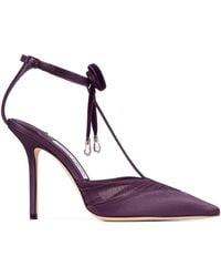 Jimmy Choo - Afia 100 Satin-Mesh-Velvet Pumps - Lyst