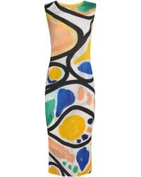 Pleats Please Issey Miyake - Printed Roll Sleeveless Midi Dress - Lyst
