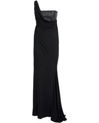 Alex Perry - Leather-Jersey Asymmetric Gown - Lyst