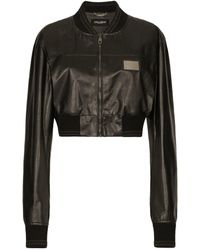 Dolce & Gabbana - Leather Cropped Jacket - Lyst