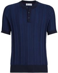 Brunello Cucinelli - Cotton Rib-Knit Henley T-Shirt - Lyst