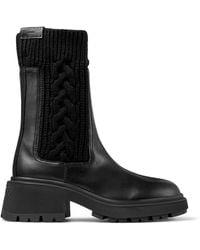 Jimmy Choo - Tamia 70 Leather And Knit Boots - Lyst