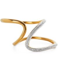 Monica Vinader - Vermeil And Diamond Riva Open Wrap Ring - Lyst