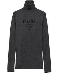 Prada - Wool-Blend Logo Rollneck Sweater - Lyst