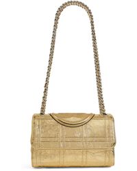 Tory Burch - Small Metallic Leather Fleming Shoulder Bag - Lyst