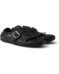 Prada - Leather Fringed Shuffle Loafers - Lyst