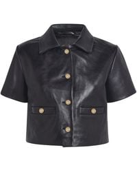 Maje - Cropped Leather Jacket - Lyst