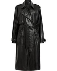 AllSaints - Leather Hendry Trench Coat - Lyst