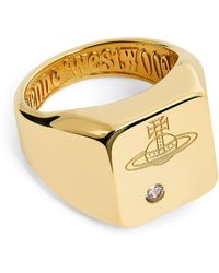 Vivienne Westwood - Sterling Silver And Crystal Carlo Orb Signet Ring - Lyst