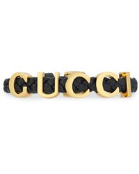 Gucci - Leather Logo Bracelet - Lyst