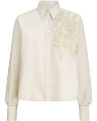 Brunello Cucinelli - Cotton-Blend Embroidered Poplin Shirt - Lyst