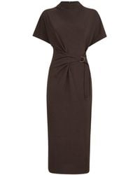 Brunello Cucinelli - Wool-Blend Belted Midi Dress - Lyst